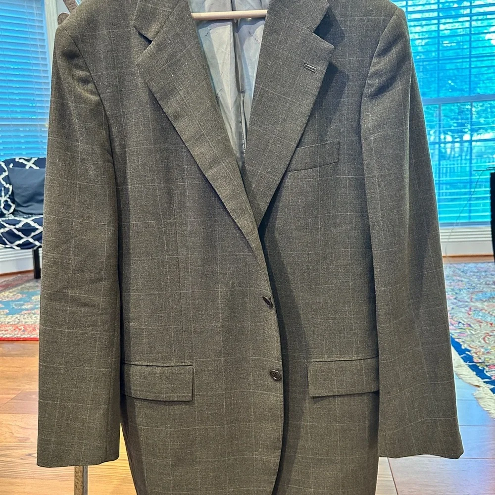 Kiton Brown Gray Sport Coat Premium Wool Mohair Size 54 Drop 7L - Picture 1 of 16
